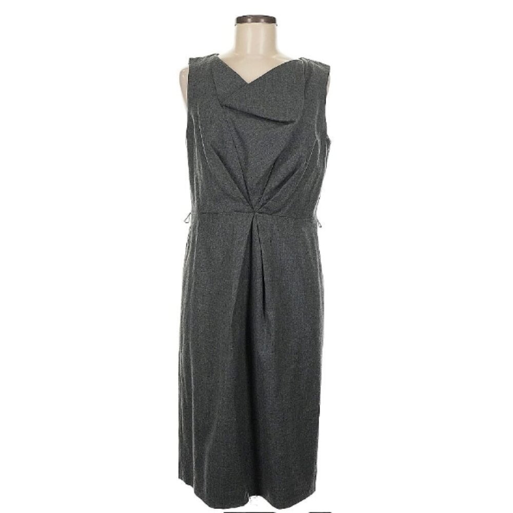 Talbots Belted Wool Cowl Neck Dress in Heather Gray